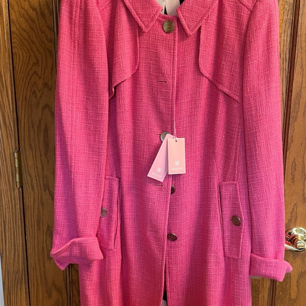 NWT Basler Pink 'BarbieCore' Linen Car Coat